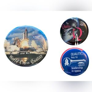 Vintage NASA Manned Flight Awareness Button Pin Lot Space Shuttle Quality Set 3